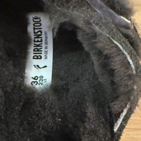 NWOT - Birkenstock Arizona Chocolate Suede Shearling Slide Sandal - Picture 15 of 16